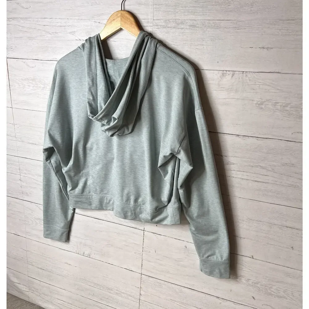 DKNY Sport Hoodie Womens Size Medium Light Teal Full Zip Jacket Stretch Comfort